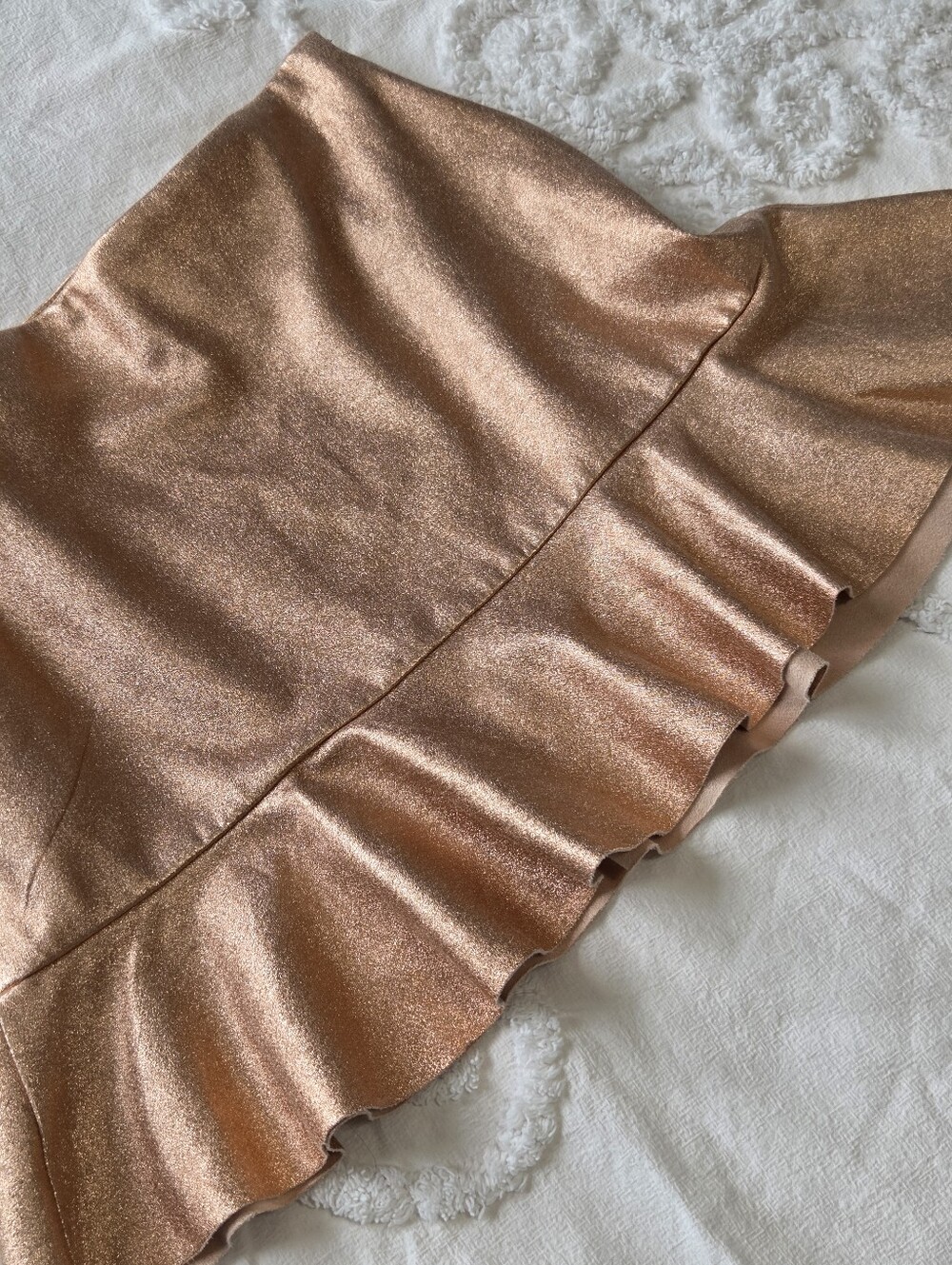 Zara Trafaluc Metallic Rose Gold Peplum Mini Skirt XS NWOT - Picture 13 of 16